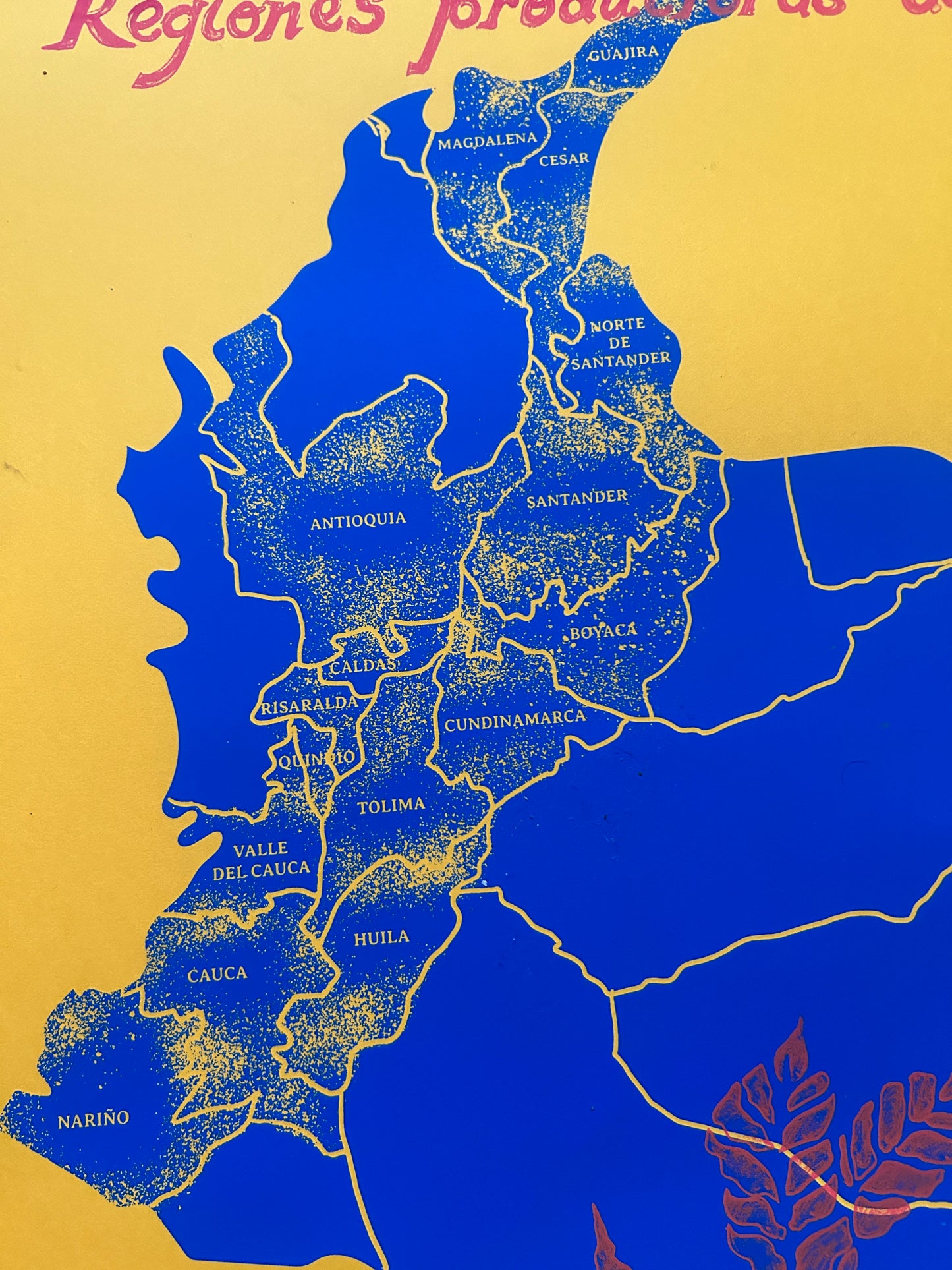 Affiche -  La carte de café Colombien. Format 50x70